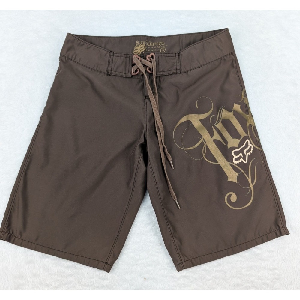 Fox Rider Co Racing Juniors Boardshorts Size 5 (31"x11") Brown Lace Up Unlined